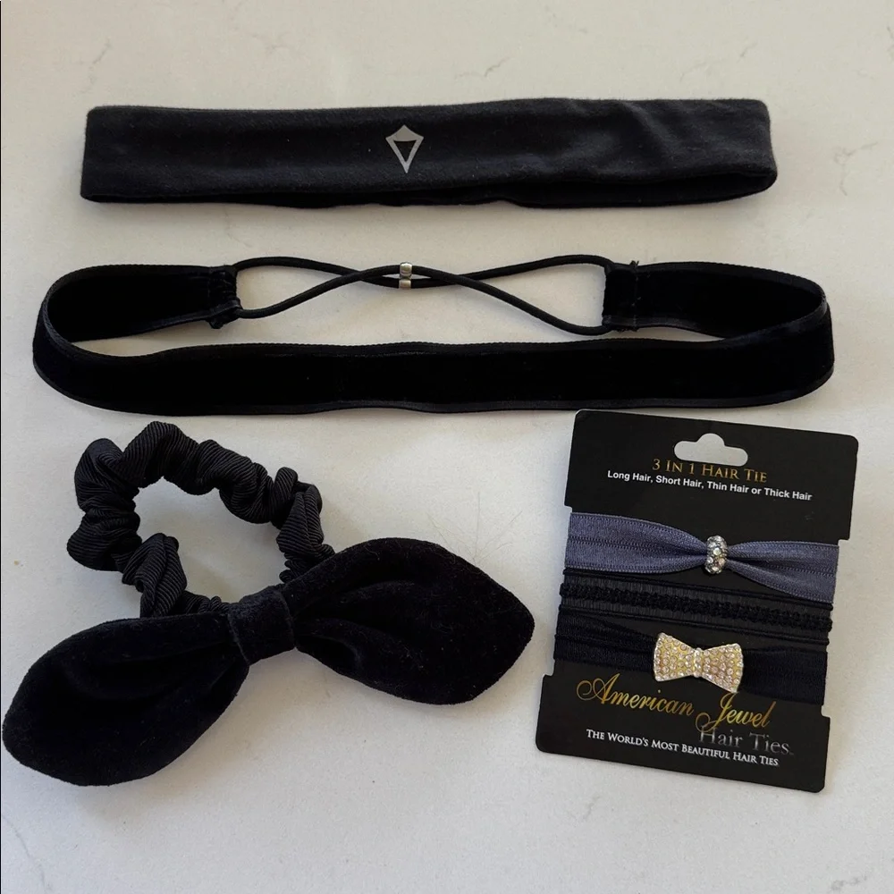 Girls Black Hair Accessories Set of 4  NWOT